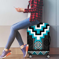 Turquoise Taniko Pattern Aotearoa Luggage Cover Niho Taniwha Mix Poutama LT14 - Polynesian Pride