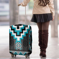 Turquoise Taniko Pattern Aotearoa Luggage Cover Niho Taniwha Mix Poutama LT14 - Polynesian Pride