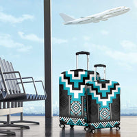 Turquoise Taniko Pattern Aotearoa Luggage Cover Niho Taniwha Mix Poutama LT14 - Polynesian Pride