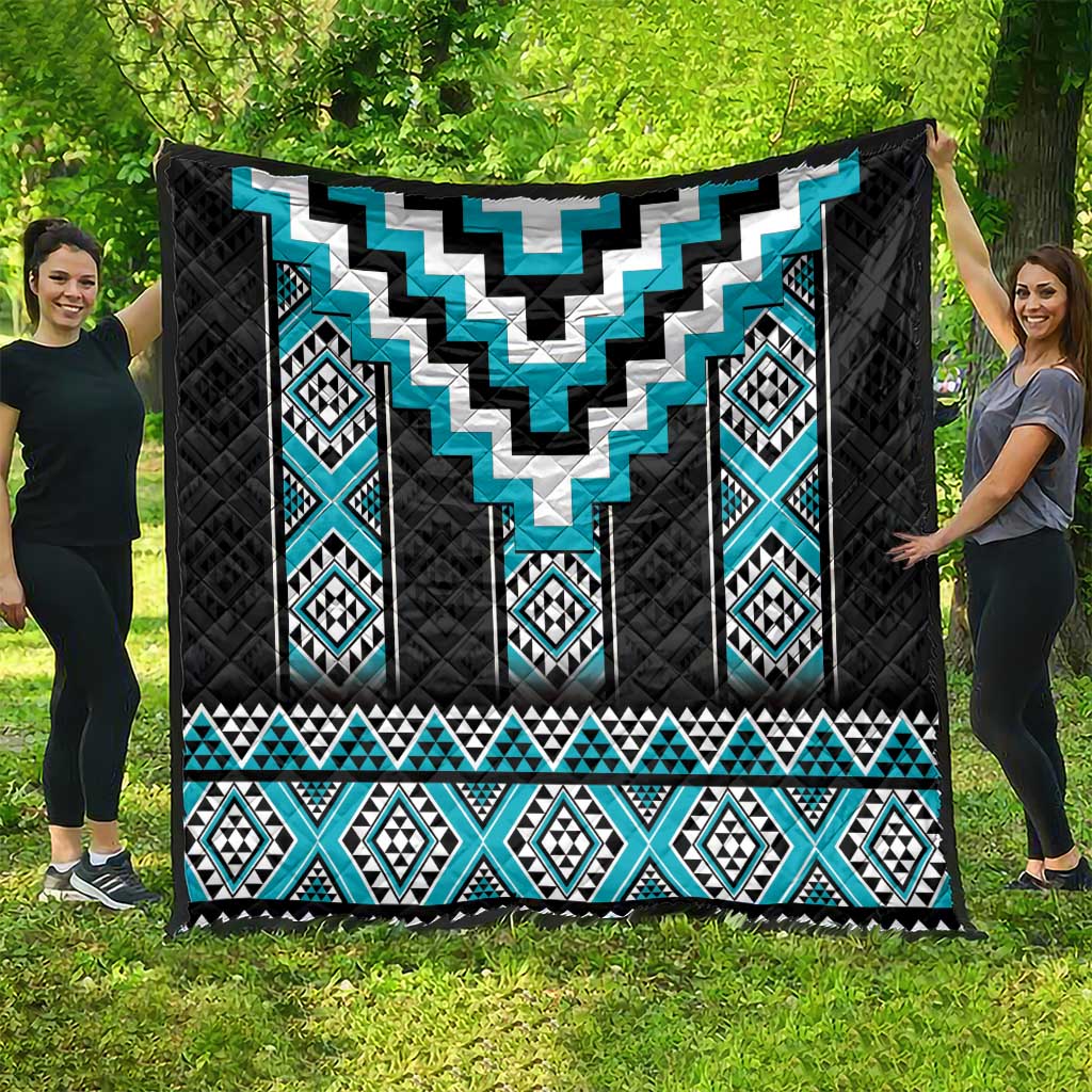 Turquoise Taniko Pattern Aotearoa Quilt Niho Taniwha Mix Poutama LT14 - Polynesian Pride