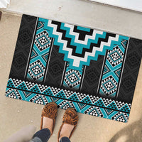 Turquoise Taniko Pattern Aotearoa Rubber Doormat Niho Taniwha Mix Poutama LT14 - Polynesian Pride