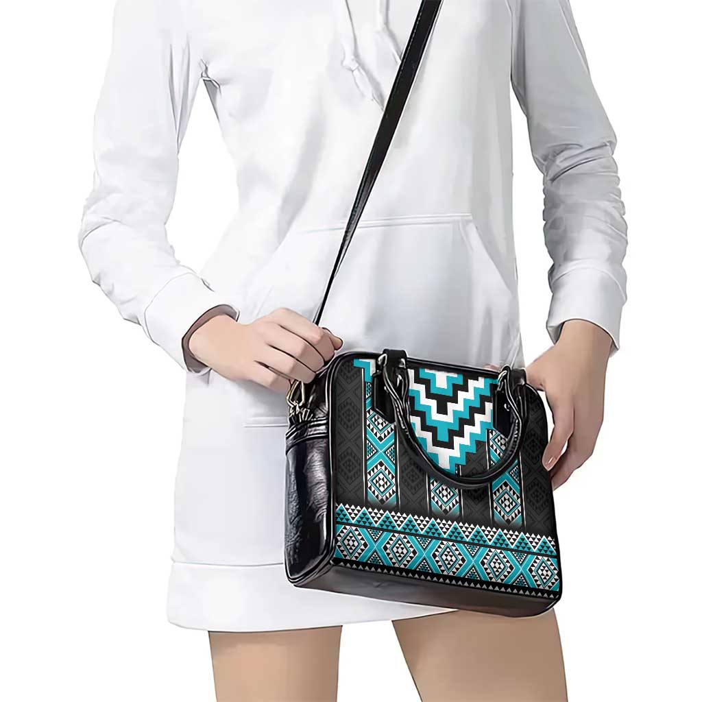 Turquoise Taniko Pattern Aotearoa Shoulder Handbag Niho Taniwha Mix Poutama LT14 - Polynesian Pride