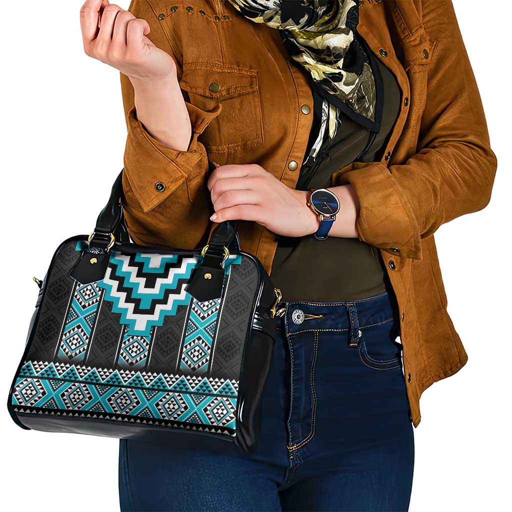 Turquoise Taniko Pattern Aotearoa Shoulder Handbag Niho Taniwha Mix Poutama LT14 - Polynesian Pride