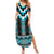 Turquoise Taniko Pattern Aotearoa Summer Maxi Dress Niho Taniwha Mix Poutama LT14