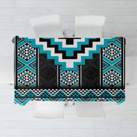 Turquoise Taniko Pattern Aotearoa Tablecloth Niho Taniwha Mix Poutama LT14 Turquoise - Polynesian Pride