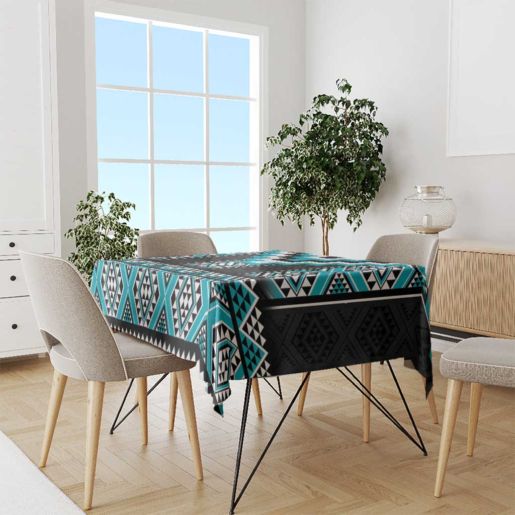 Turquoise Taniko Pattern Aotearoa Tablecloth Niho Taniwha Mix Poutama LT14 - Polynesian Pride