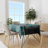 Turquoise Taniko Pattern Aotearoa Tablecloth Niho Taniwha Mix Poutama LT14 - Polynesian Pride