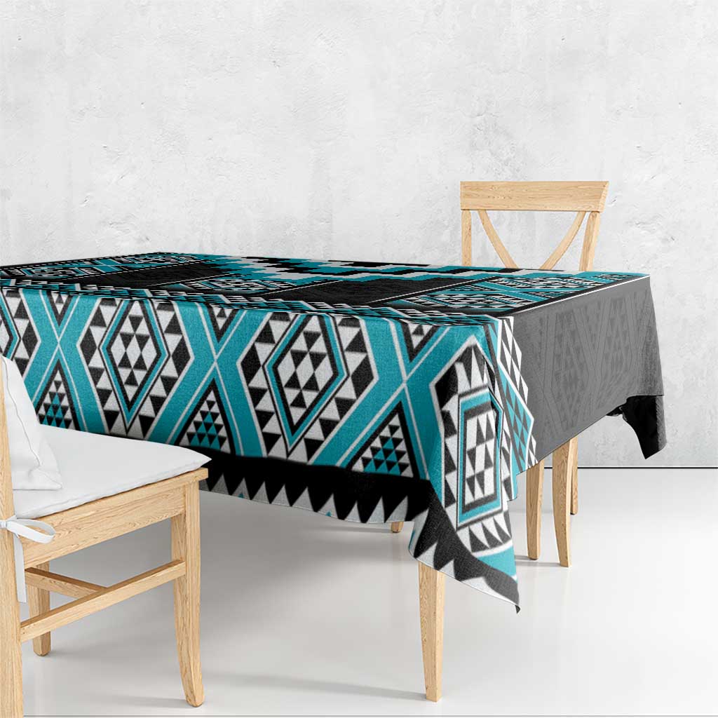 Turquoise Taniko Pattern Aotearoa Tablecloth Niho Taniwha Mix Poutama LT14 - Polynesian Pride