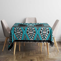 Turquoise Taniko Pattern Aotearoa Tablecloth Niho Taniwha Mix Poutama LT14 - Polynesian Pride