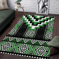 Green Taniko Pattern Aotearoa Area Rug Niho Taniwha Mix Poutama LT14 Green - Polynesian Pride