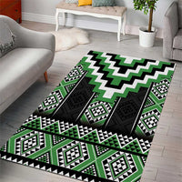 Green Taniko Pattern Aotearoa Area Rug Niho Taniwha Mix Poutama LT14 - Polynesian Pride