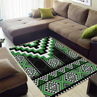 Green Taniko Pattern Aotearoa Area Rug Niho Taniwha Mix Poutama LT14 - Polynesian Pride