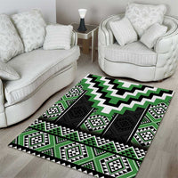 Green Taniko Pattern Aotearoa Area Rug Niho Taniwha Mix Poutama LT14 - Polynesian Pride