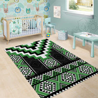 Green Taniko Pattern Aotearoa Area Rug Niho Taniwha Mix Poutama LT14 - Polynesian Pride