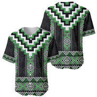 Green Taniko Pattern Aotearoa Baseball Jersey Niho Taniwha Mix Poutama LT14 - Polynesian Pride