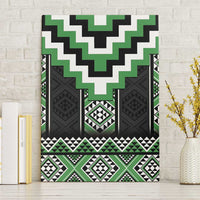 Green Taniko Pattern Aotearoa Canvas Wall Art Niho Taniwha Mix Poutama LT14 Without Frame Green - Polynesian Pride