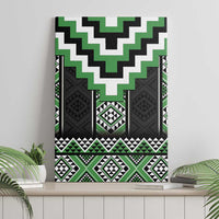 Green Taniko Pattern Aotearoa Canvas Wall Art Niho Taniwha Mix Poutama LT14 - Polynesian Pride