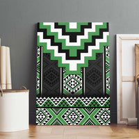 Green Taniko Pattern Aotearoa Canvas Wall Art Niho Taniwha Mix Poutama LT14 - Polynesian Pride
