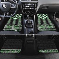Green Taniko Pattern Aotearoa Car Mats Niho Taniwha Mix Poutama LT14 Set 4pcs Green - Polynesian Pride