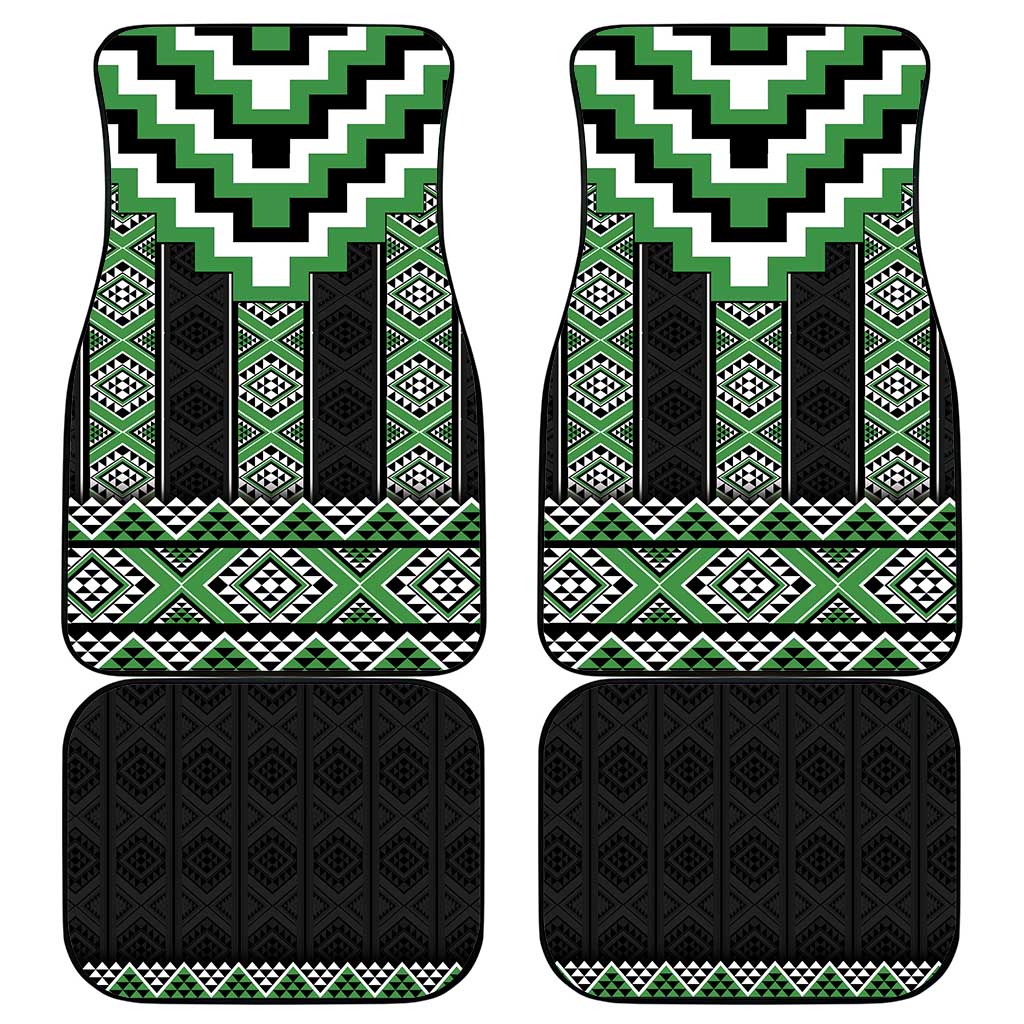 Green Taniko Pattern Aotearoa Car Mats Niho Taniwha Mix Poutama LT14 - Polynesian Pride