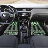 Green Taniko Pattern Aotearoa Car Mats Niho Taniwha Mix Poutama LT14 Set 2pcs - Front Green - Polynesian Pride