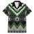 Green Taniko Pattern Aotearoa Family Matching Off The Shoulder Long Sleeve Dress and Hawaiian Shirt Niho Taniwha Mix Poutama