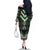 Green Taniko Pattern Aotearoa Family Matching Off The Shoulder Long Sleeve Dress and Hawaiian Shirt Niho Taniwha Mix Poutama