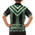 Green Taniko Pattern Aotearoa Family Matching Off Shoulder Maxi Dress and Hawaiian Shirt Niho Taniwha Mix Poutama LT14