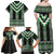 Green Taniko Pattern Aotearoa Family Matching Off Shoulder Maxi Dress and Hawaiian Shirt Niho Taniwha Mix Poutama LT14