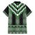 Green Taniko Pattern Aotearoa Family Matching Off Shoulder Maxi Dress and Hawaiian Shirt Niho Taniwha Mix Poutama LT14