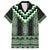 Green Taniko Pattern Aotearoa Family Matching Off Shoulder Short Dress and Hawaiian Shirt Niho Taniwha Mix Poutama LT14