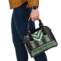 Green Taniko Pattern Aotearoa Shoulder Handbag Niho Taniwha Mix Poutama LT14 - Polynesian Pride