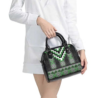 Green Taniko Pattern Aotearoa Shoulder Handbag Niho Taniwha Mix Poutama LT14 - Polynesian Pride
