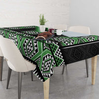 Green Taniko Pattern Aotearoa Tablecloth Niho Taniwha Mix Poutama LT14 - Polynesian Pride