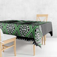 Green Taniko Pattern Aotearoa Tablecloth Niho Taniwha Mix Poutama LT14 - Polynesian Pride