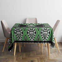 Green Taniko Pattern Aotearoa Tablecloth Niho Taniwha Mix Poutama LT14 - Polynesian Pride