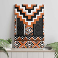 Orange Taniko Pattern Aotearoa Canvas Wall Art Niho Taniwha Mix Poutama LT14 - Polynesian Pride