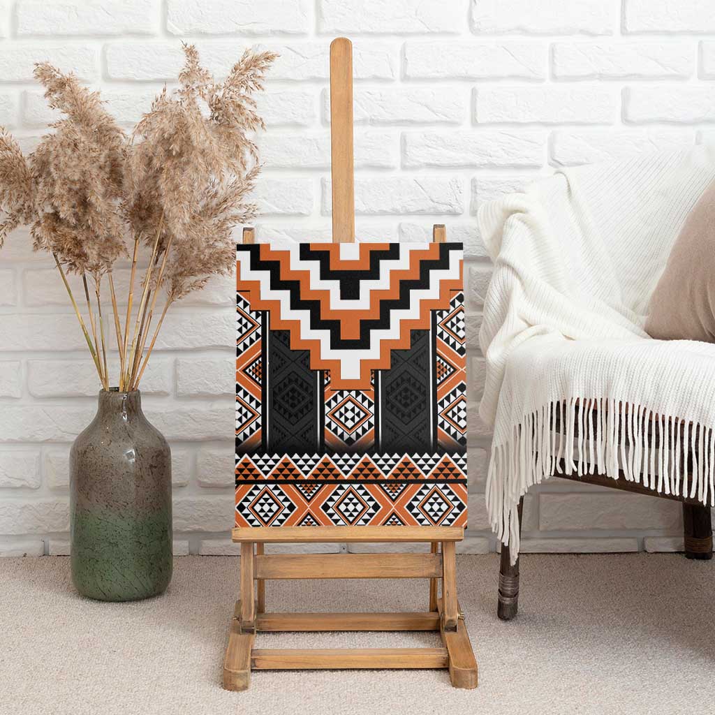 Orange Taniko Pattern Aotearoa Canvas Wall Art Niho Taniwha Mix Poutama LT14 - Polynesian Pride