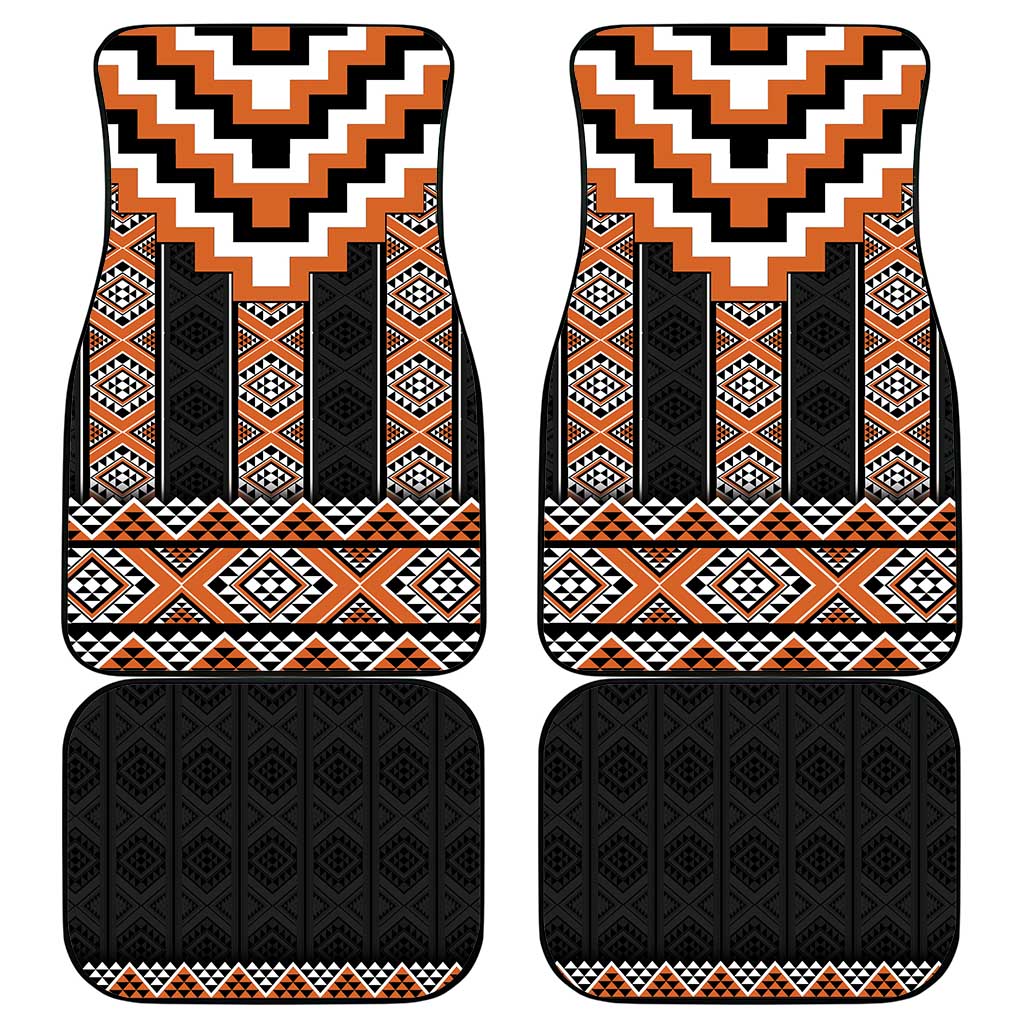 Orange Taniko Pattern Aotearoa Car Mats Niho Taniwha Mix Poutama LT14 - Polynesian Pride