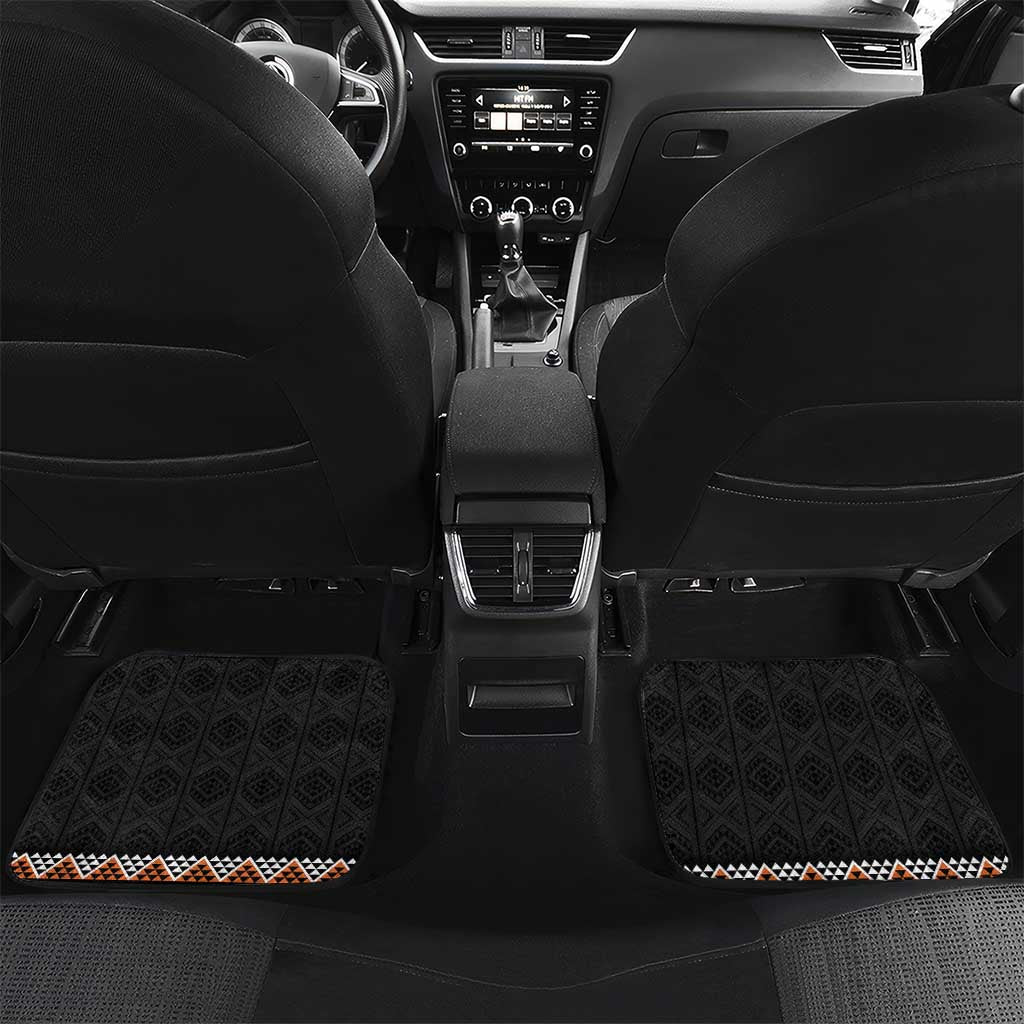 Orange Taniko Pattern Aotearoa Car Mats Niho Taniwha Mix Poutama LT14 Set 2pcs - Back Orange - Polynesian Pride