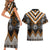 Orange Taniko Pattern Aotearoa Couples Matching Short Sleeve Bodycon Dress and Hawaiian Shirt Niho Taniwha Mix Poutama