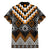 Orange Taniko Pattern Aotearoa Family Matching Off The Shoulder Long Sleeve Dress and Hawaiian Shirt Niho Taniwha Mix Poutama