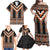 Orange Taniko Pattern Aotearoa Family Matching Off Shoulder Maxi Dress and Hawaiian Shirt Niho Taniwha Mix Poutama LT14