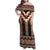 Orange Taniko Pattern Aotearoa Family Matching Off Shoulder Maxi Dress and Hawaiian Shirt Niho Taniwha Mix Poutama LT14