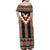 Orange Taniko Pattern Aotearoa Family Matching Off Shoulder Maxi Dress and Hawaiian Shirt Niho Taniwha Mix Poutama LT14