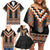 Orange Taniko Pattern Aotearoa Family Matching Off Shoulder Short Dress and Hawaiian Shirt Niho Taniwha Mix Poutama LT14