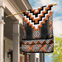 Orange Taniko Pattern Aotearoa Garden Flag Niho Taniwha Mix Poutama LT14 House Flag Orange - Polynesian Pride