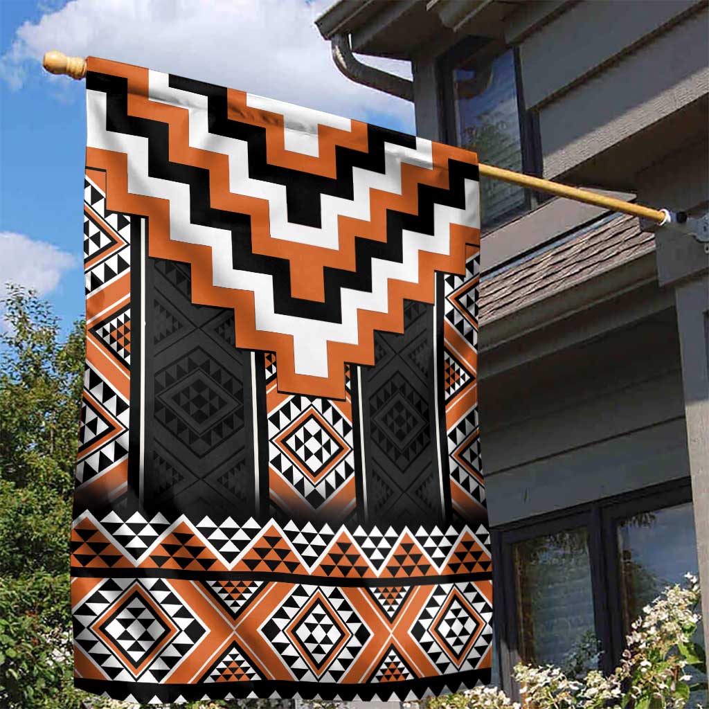 Orange Taniko Pattern Aotearoa Garden Flag Niho Taniwha Mix Poutama LT14 - Polynesian Pride