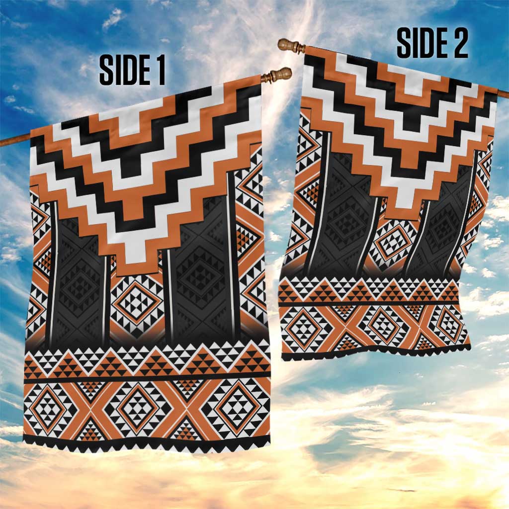 Orange Taniko Pattern Aotearoa Garden Flag Niho Taniwha Mix Poutama LT14 - Polynesian Pride