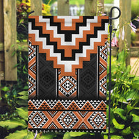Orange Taniko Pattern Aotearoa Garden Flag Niho Taniwha Mix Poutama LT14 Garden Flag Orange - Polynesian Pride